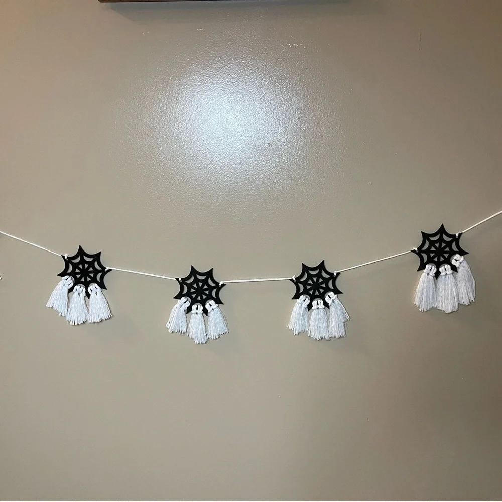 Macrame cobweb Halloween garland